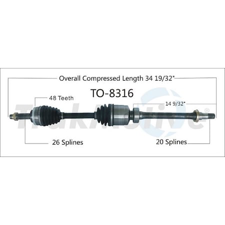 Surtrack Axle Cv Axle Shaft, To-8316 TO-8316